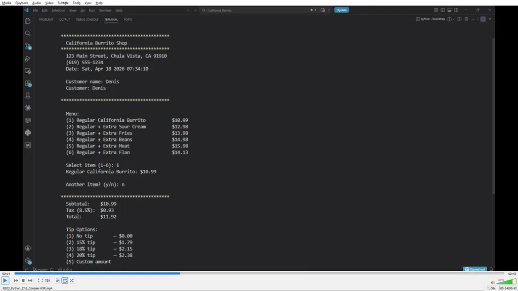 The Program Running in the Terminal